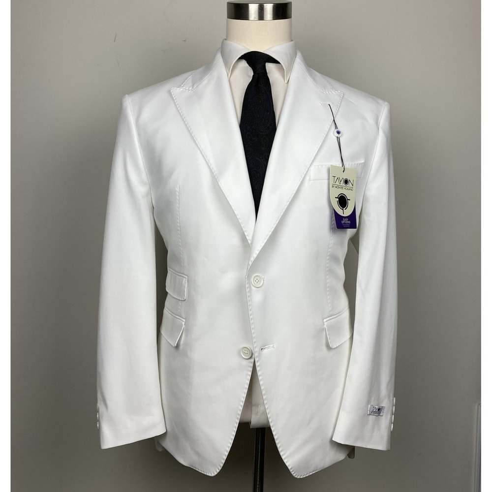 Tayion Collection Men's White Classic-Fit Suit Jacket Size 44R Peak Lapel